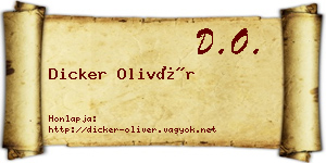Dicker Olivér névjegykártya